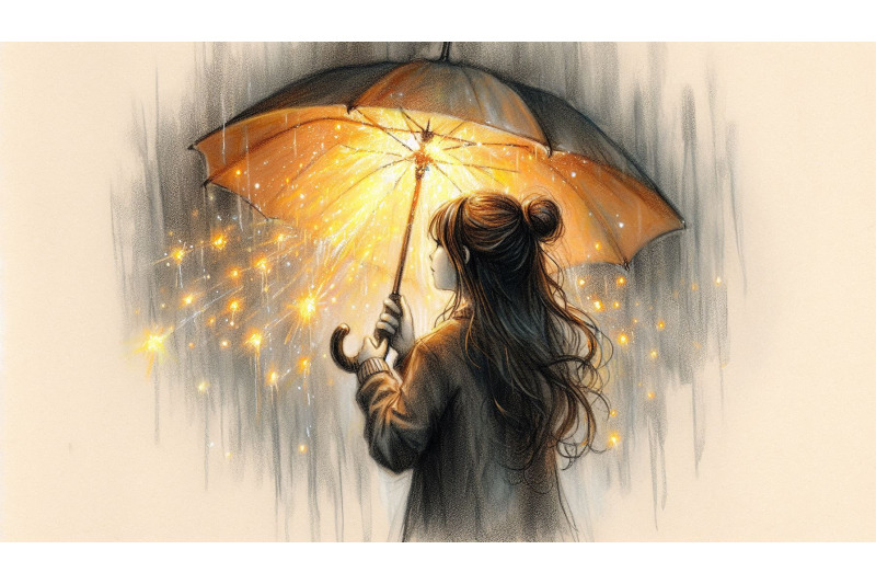 charcoal-girl-glowing-umbrella