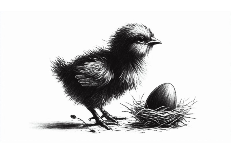 charcoal-sketch-of-a-baby-chick