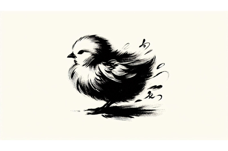 chick-in-japanese-ink-painting