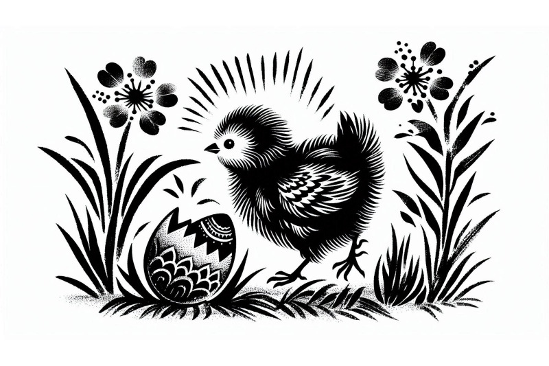 chick-in-japanese-ink-painting