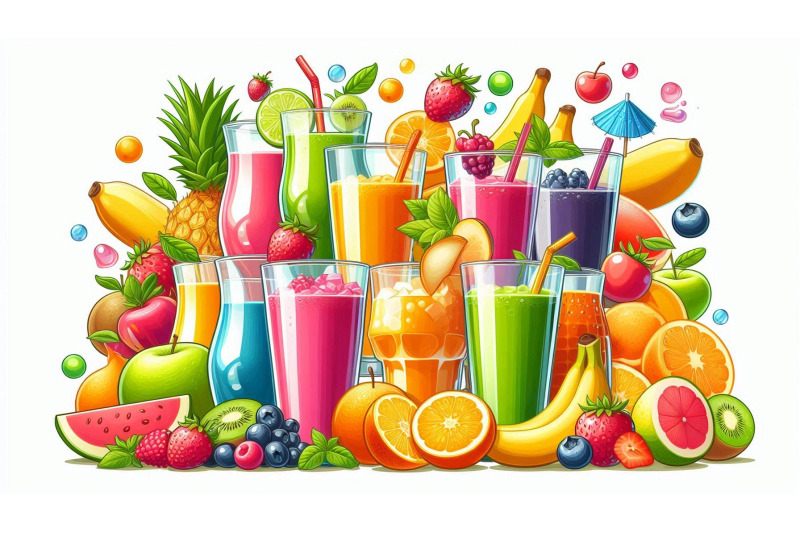 colorful-juice-glasses