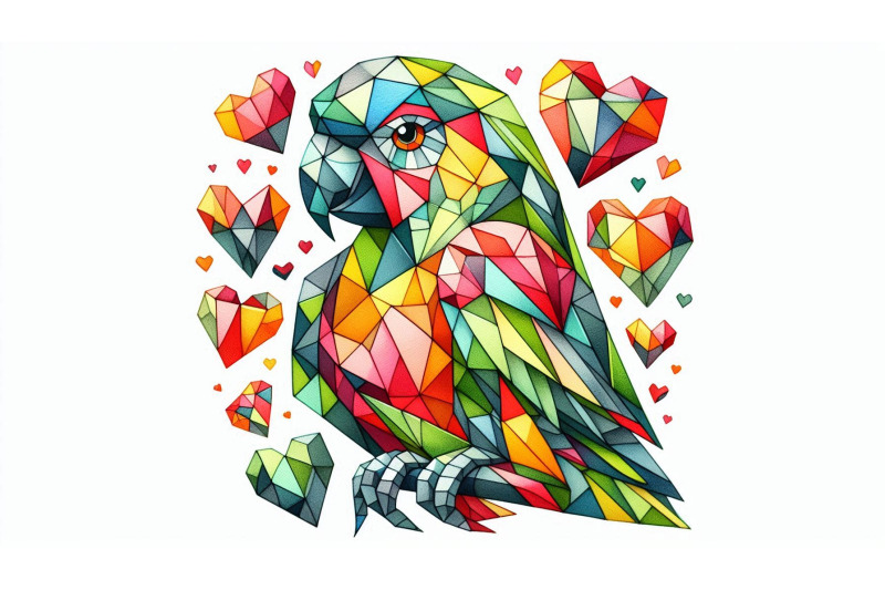 cubist-parrot-geometric-hearts