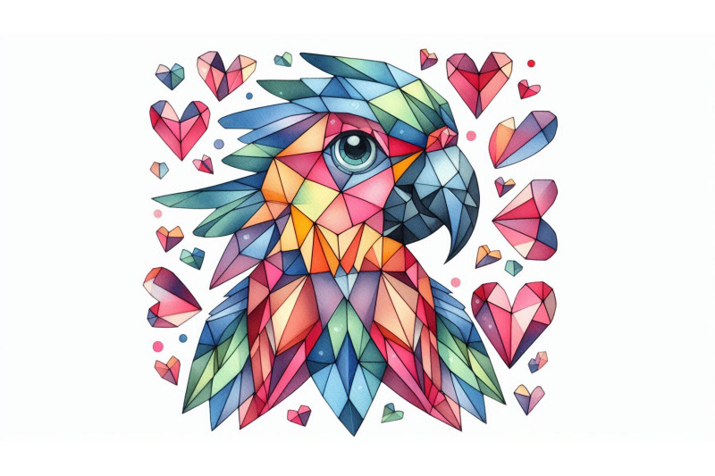 cubist-parrot-geometric-hearts