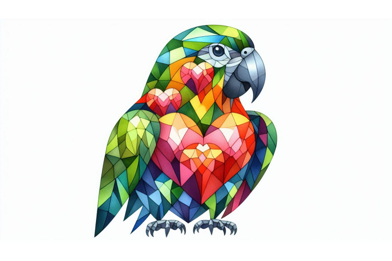 cubist-parrot-geometric-hearts