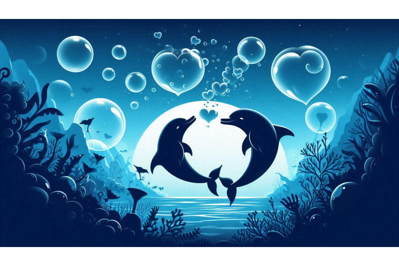 dolphins-heart-bubbles