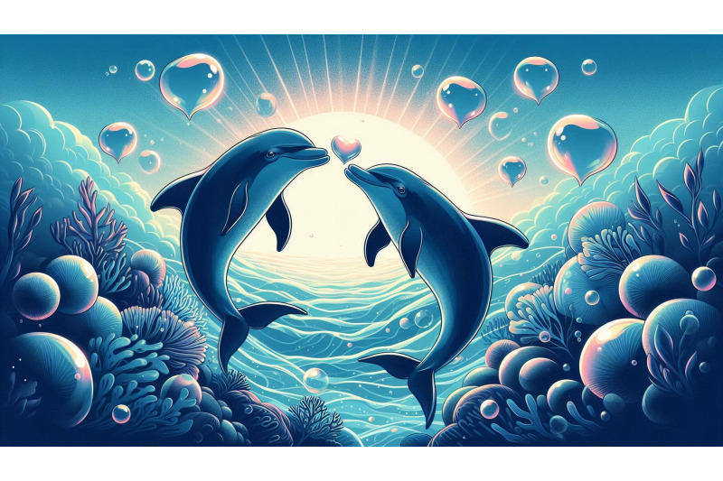 dolphins-heart-bubbles