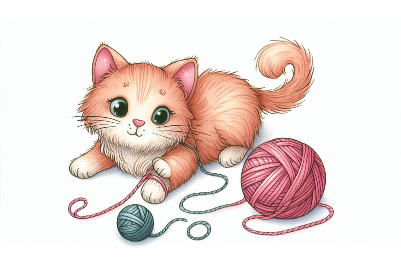 doodle-cat-playing-yarn