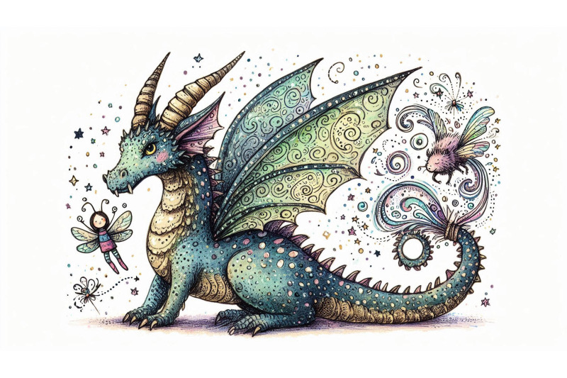 doodle-fairy-dragon-sketch