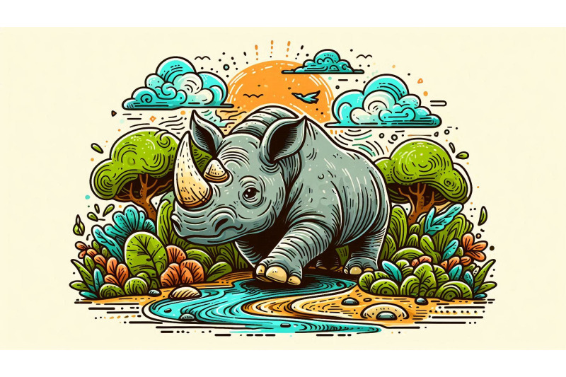 doodle-rhino-illustration-sketch