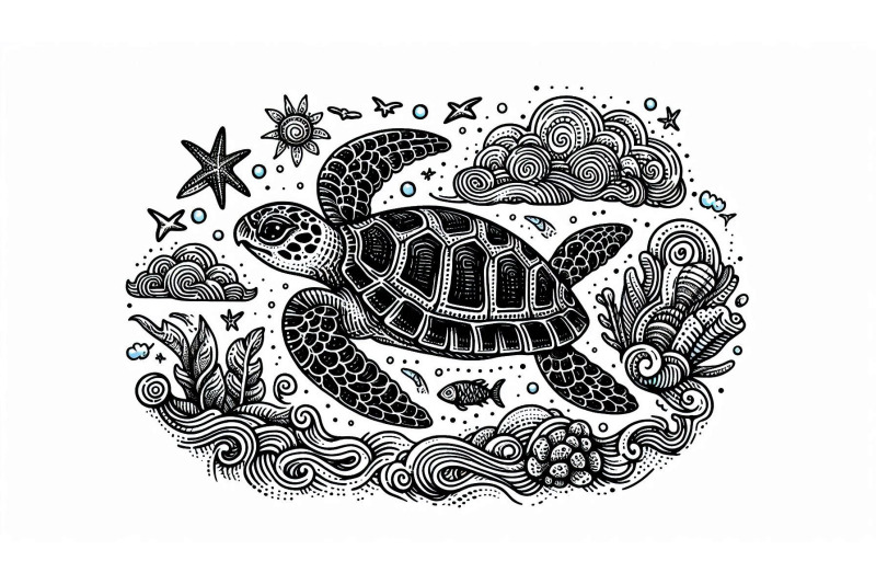 doodle-sea-turtle-sketch