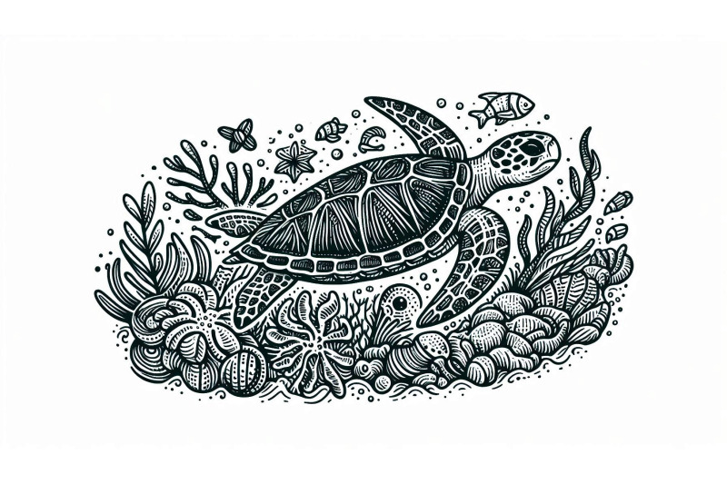 doodle-sea-turtle-sketch