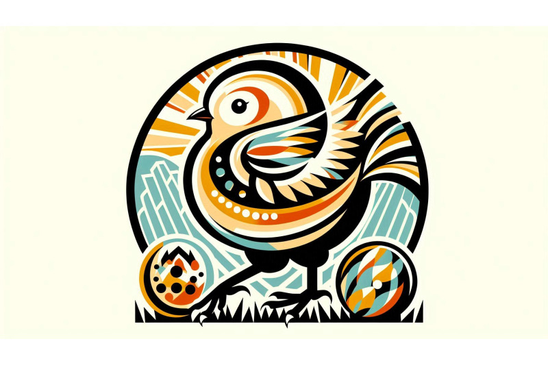 easter-chick-in-art-deco-style