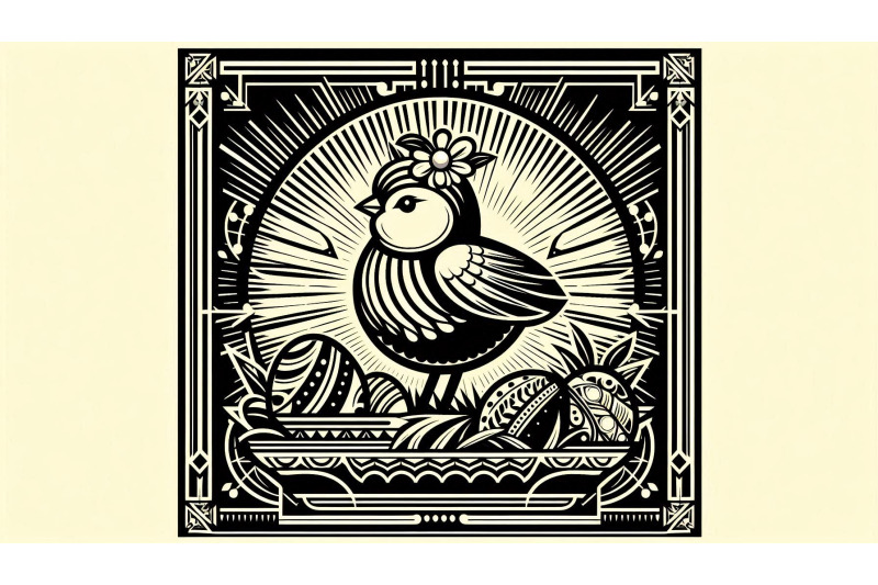easter-chick-in-art-deco-style