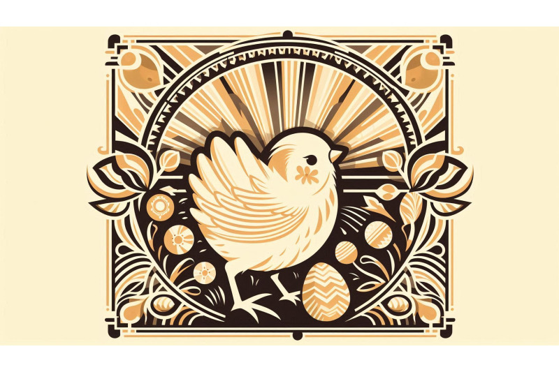 easter-chick-in-art-deco-style