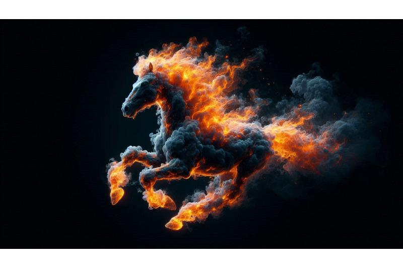 fiery-smoke-horse-run