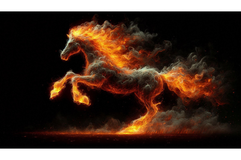 fiery-smoke-horse-run