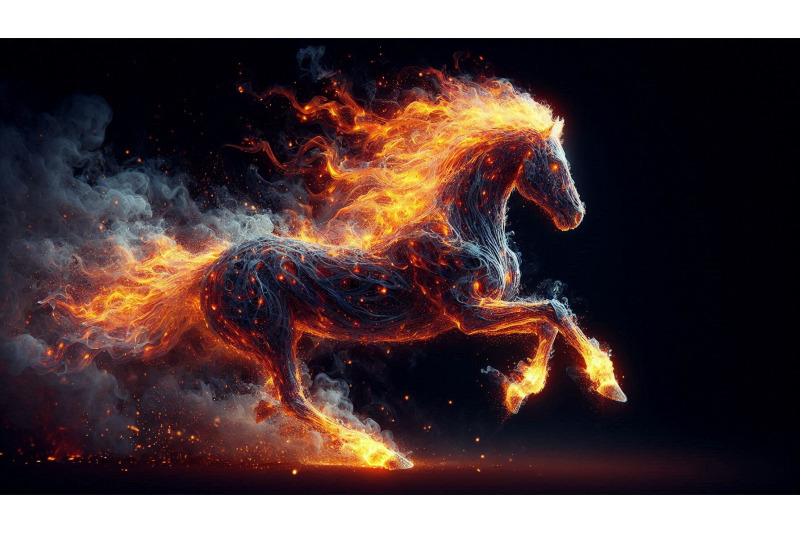 fiery-smoke-horse-run