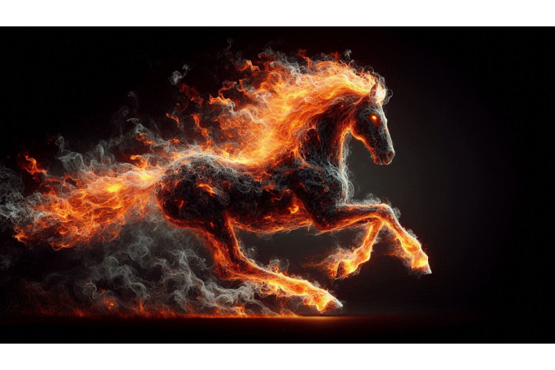 fiery-smoke-horse-run