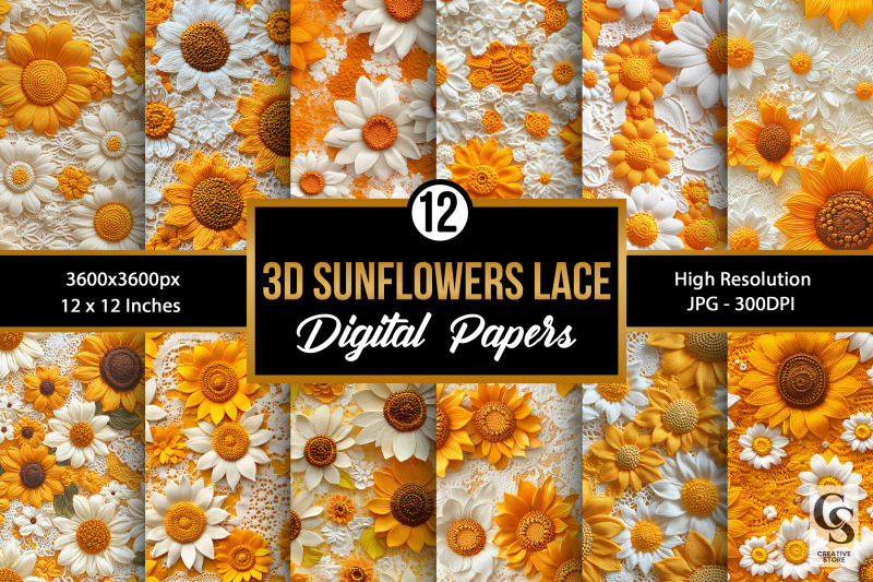 3d-crochet-sunflowers-lace-seamless-pattern