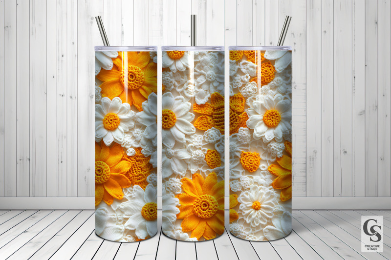 3d-crochet-sunflowers-lace-seamless-pattern