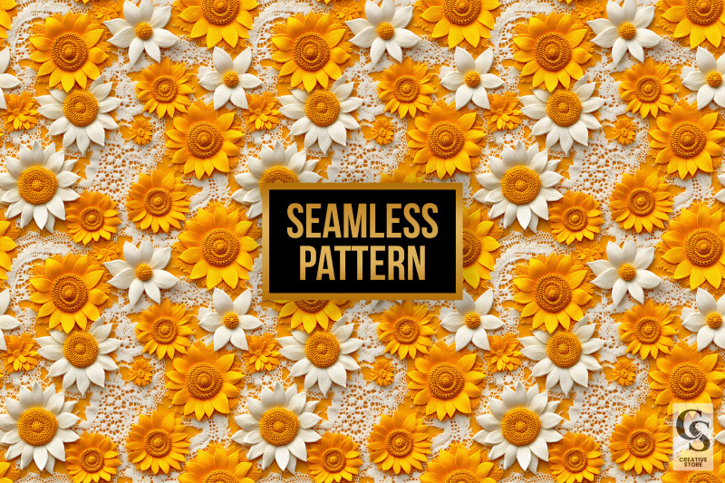 3d-crochet-sunflowers-lace-seamless-pattern