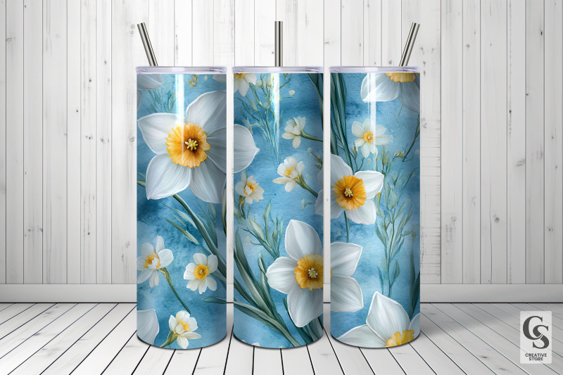 watercolor-baby-daffodil-flowers-seamless-pattern