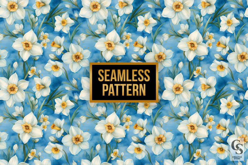 watercolor-baby-daffodil-flowers-seamless-pattern