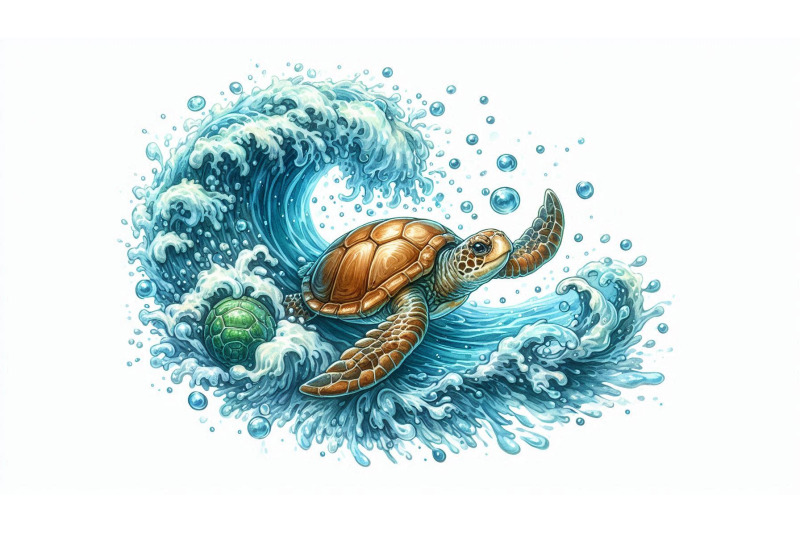 splashing-wave-and-turtle