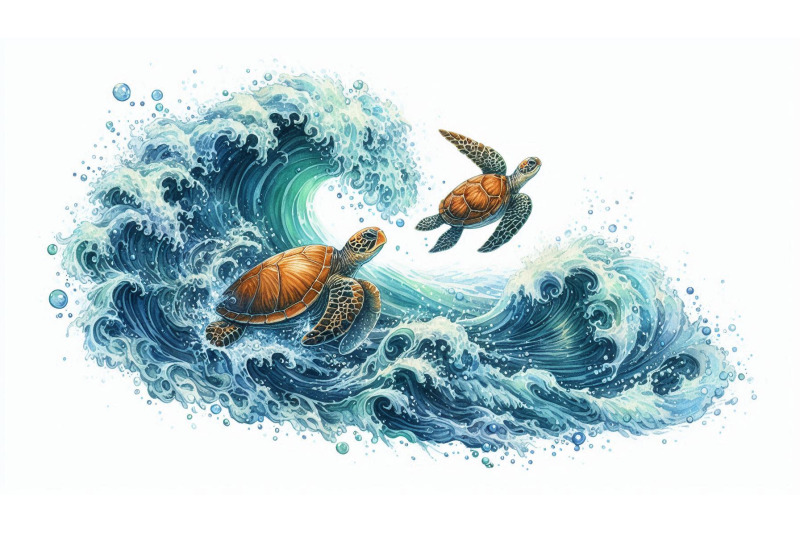 splashing-wave-and-turtle