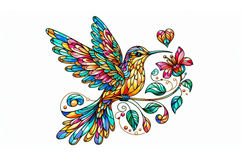 stained-glass-hummingbird-love