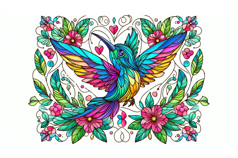 stained-glass-hummingbird-love