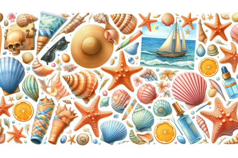 summer-collage-with-shells