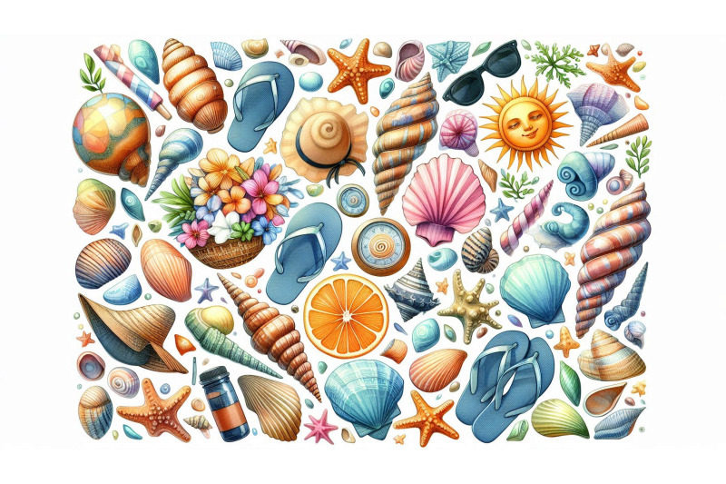 summer-collage-with-shells