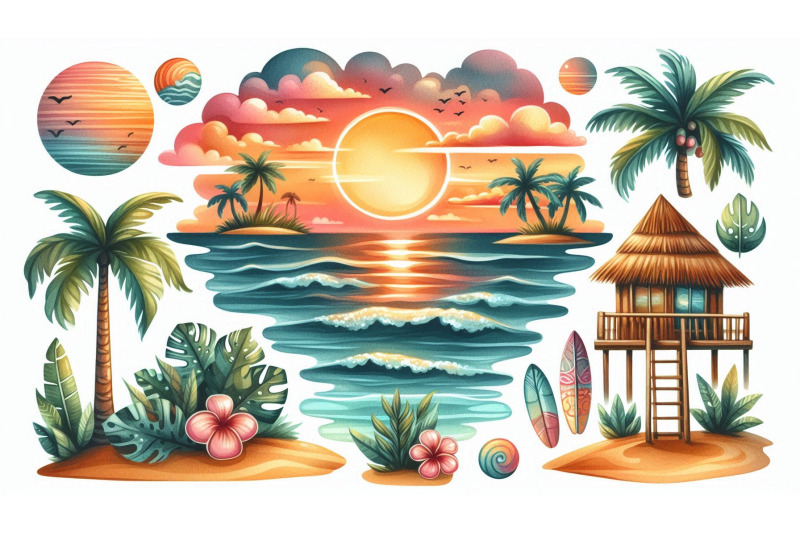 sunset-tropical-icons