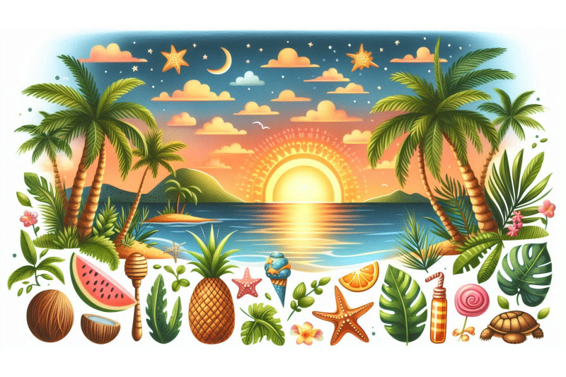 sunset-tropical-icons