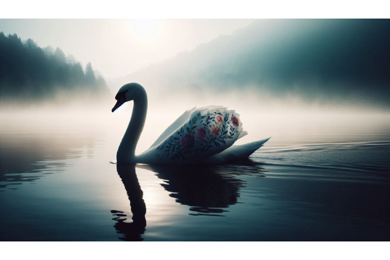swan-gliding-misty-silhouette