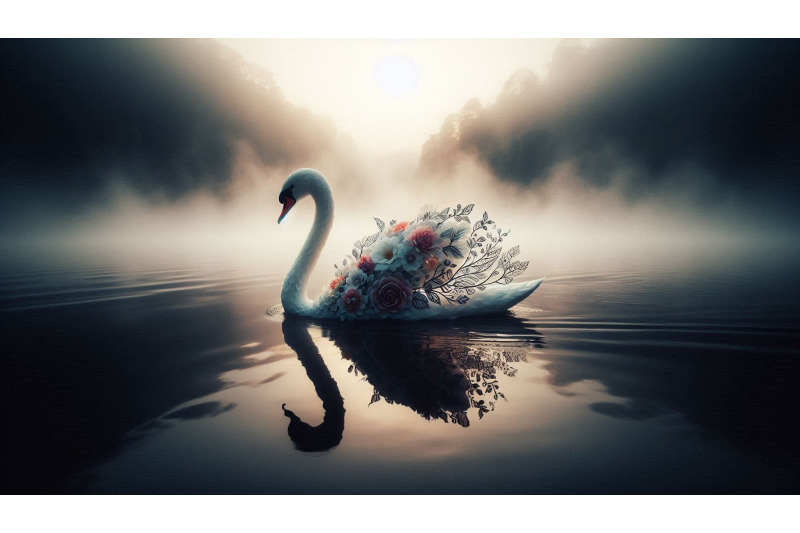 swan-gliding-misty-silhouette