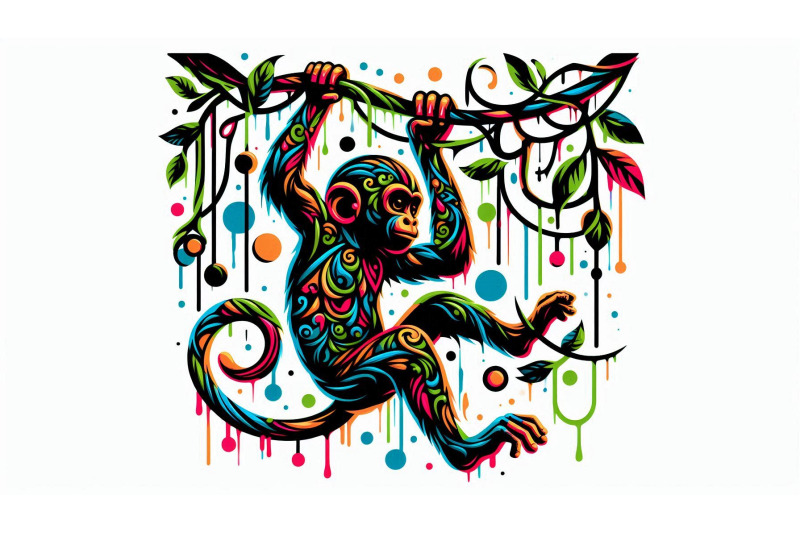 graffiti-monkey-vines