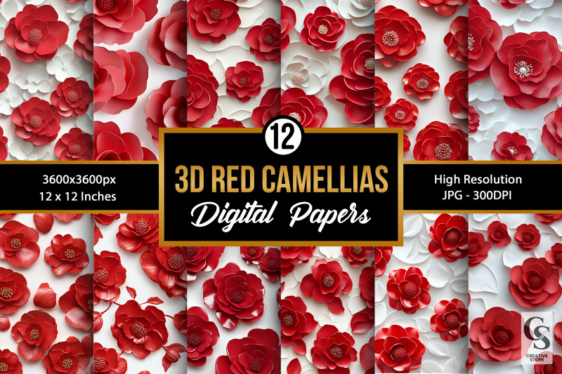 3d-red-camellia-flowers-digital-papers