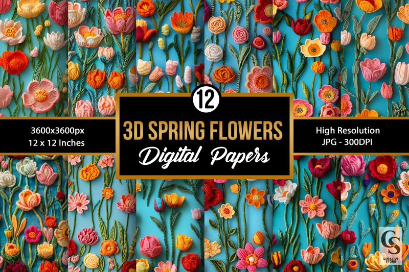 3d-spring-colorful-crochet-flowers-digital-paper