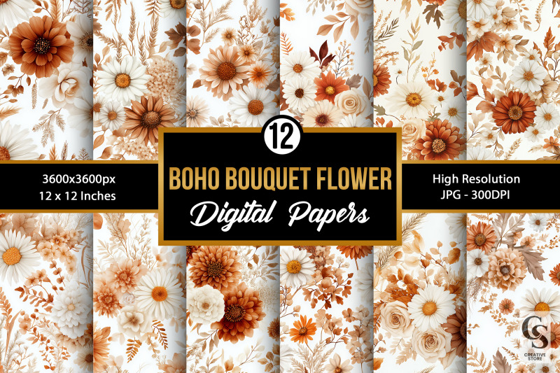 boho-bouquet-flowers-digital-paper