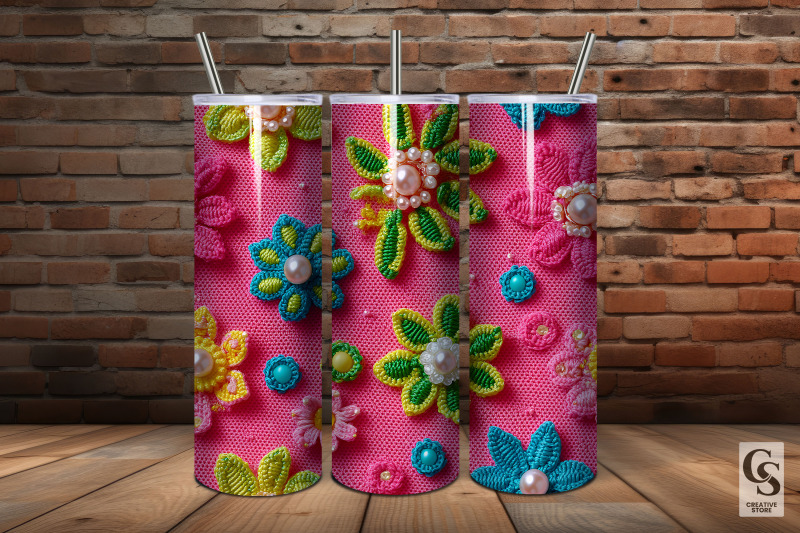 pink-summer-crochet-flowers-digital-paper