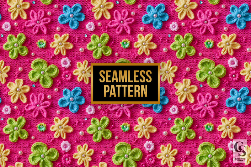 pink-summer-crochet-flowers-digital-paper