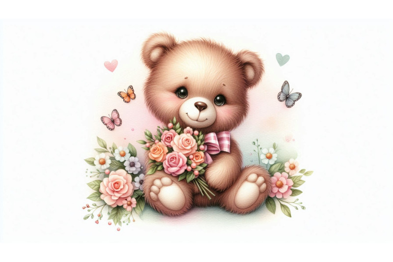 bear-holding-bouquet