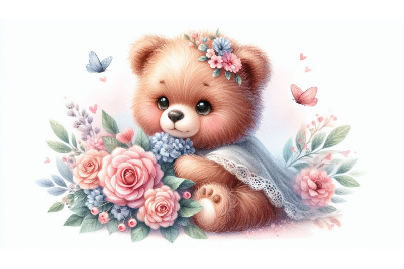 bear-holding-bouquet