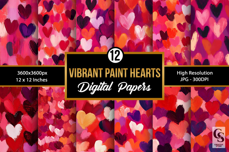 vibrant-pink-painted-hearts-digital-paper