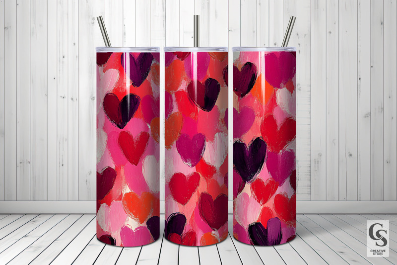 vibrant-pink-painted-hearts-digital-paper