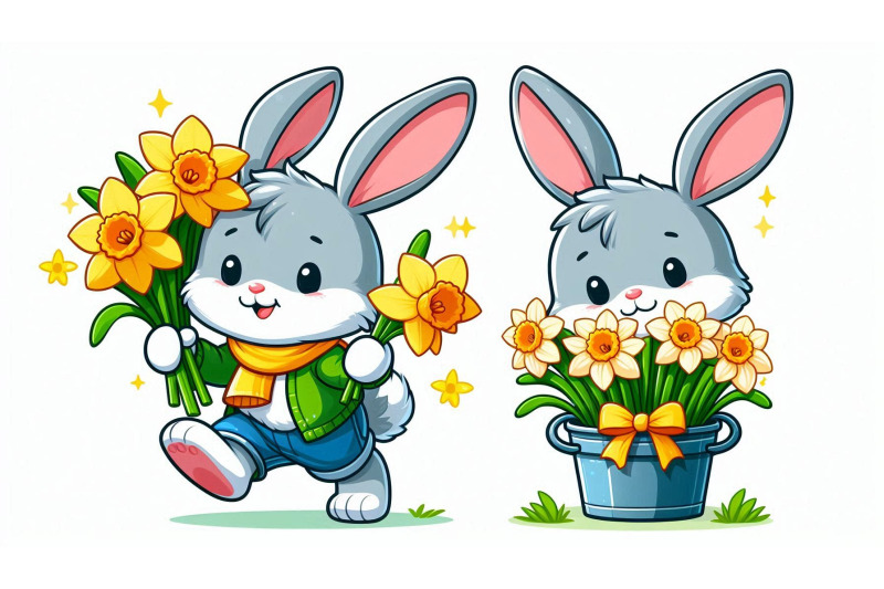 bunny-daffodil-cartoon