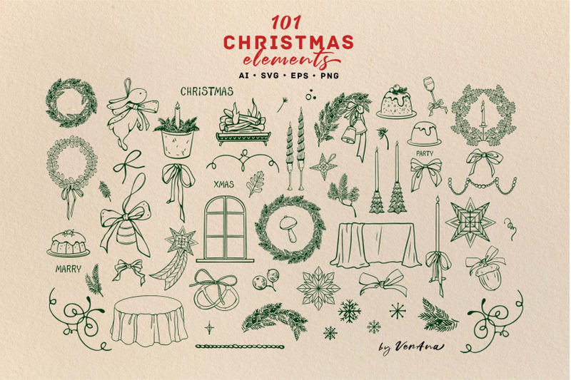 vintage-christmas-vector-retro-set