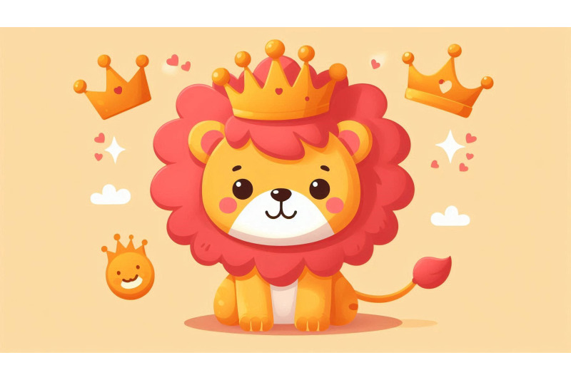 cartoon-lion-crown-vector